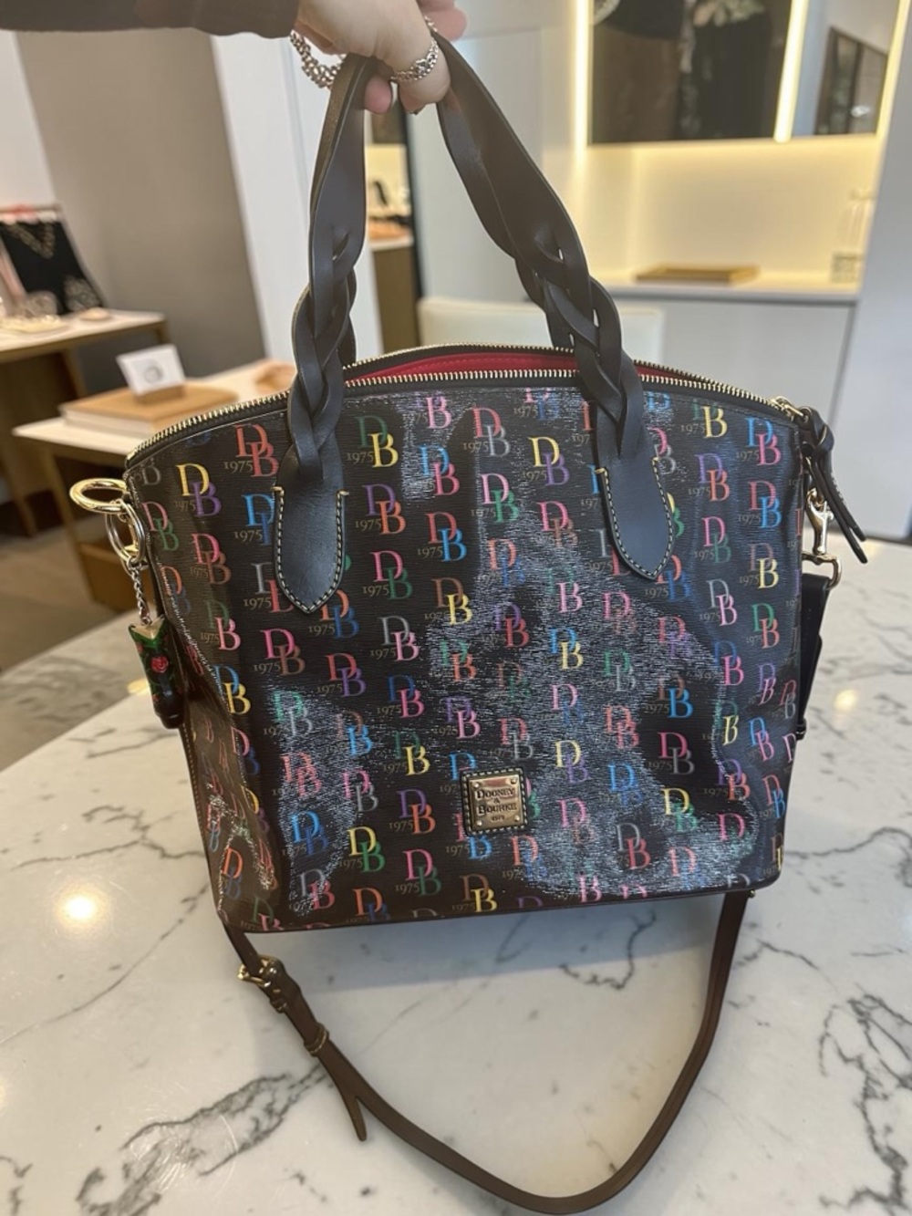 Dooney & Bourke Black Multicolor Logo Satchel Bag